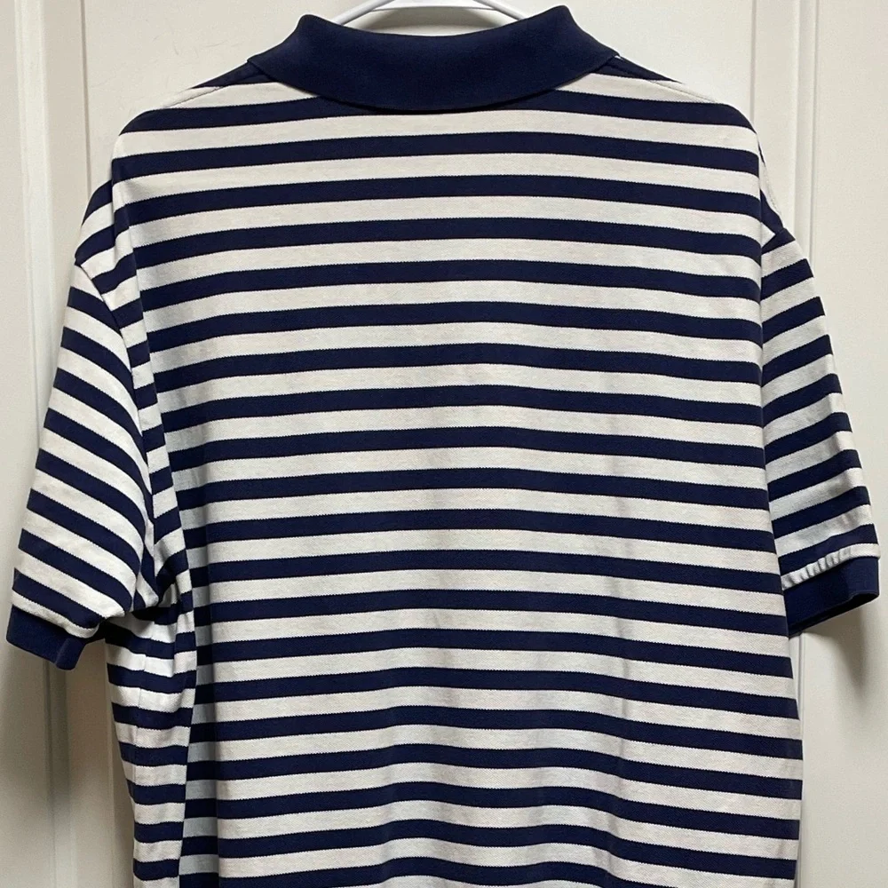 Ralph Lauren Polo Sz XXL Classic Navy & White Striped Polo Shirt Preppy Golf Y2K